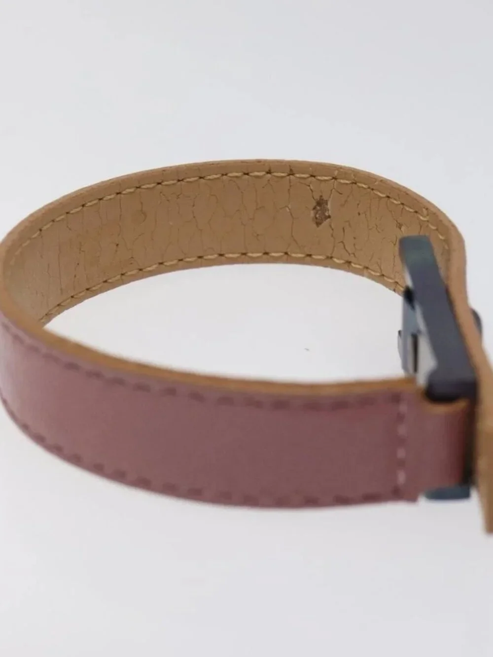 CHANEL Bracelet Leather Purple CC Auth bs23239